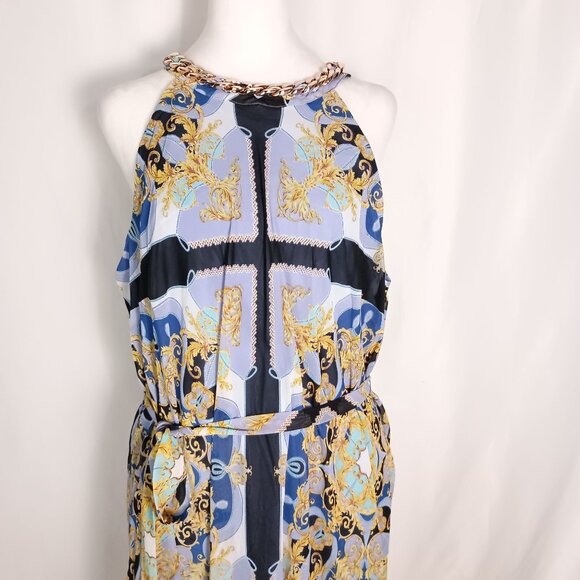 Bold Elements Cut to Curve Halter Maxi Sundress Multicolor Print Size XL - Picture 13 of 14